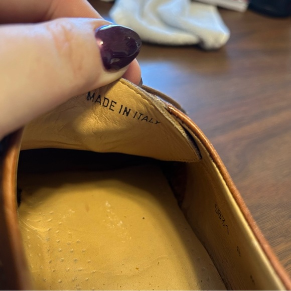 Saks Fifth Avenue Brown Leather Woven Lace-Up Oxford Shoes Italian Size 8M - Picture 5 of 7